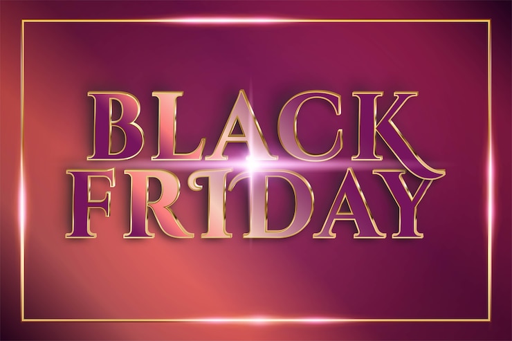 Vector flash sale black friday with effect theme metal copper gold color concept