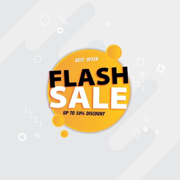 Flash sale business advertising tag on yellow circle bubbles