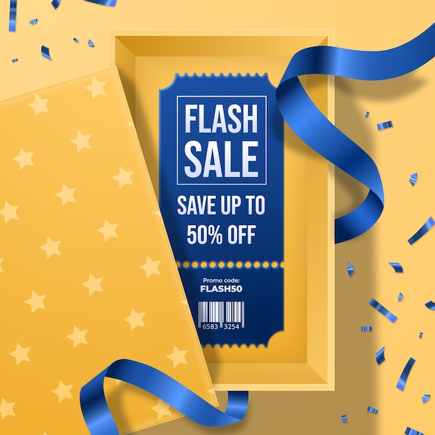 Flash sale-coupon bewerkbare sjabloon