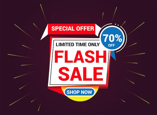 Flash Sale Design for business up to 70 off Discount Banner Promotion Template