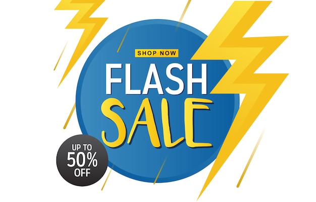 Flash Sale Discount Offer Promotion Web App Banner Vector Illustration