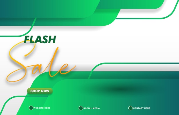 flash sale discount template banner with copy space for product sale with abstract gradient dark green and white background design 11