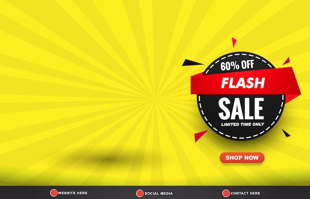 flash sale discount template banner with copy space for product sale with abstract gradient yellow background design 01