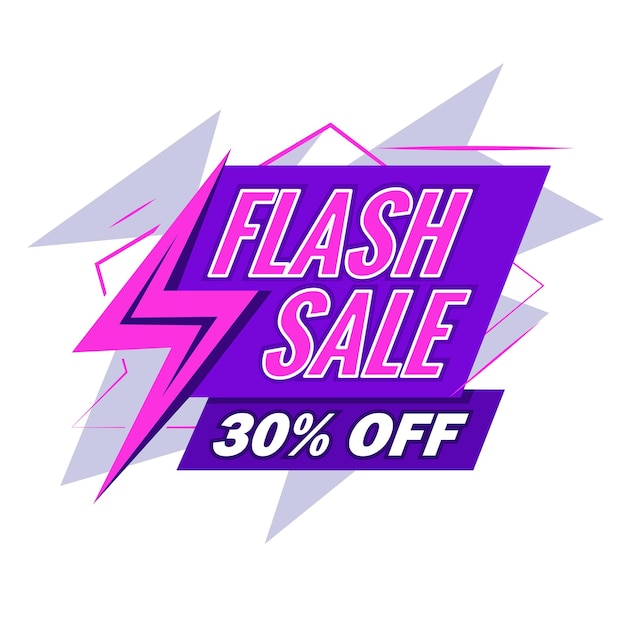 Flash sale discount template with lightning illustration in flat design