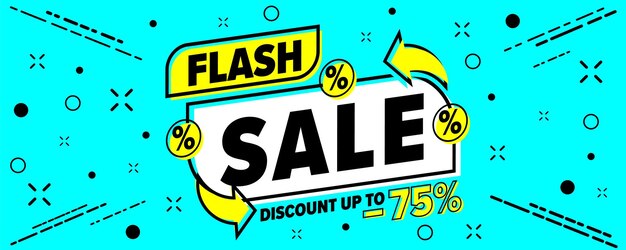 Sconto di vendita flash con uno sconto del 75% sul banner dell'intestazione