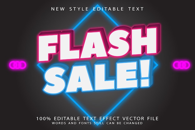 Vector flash sale editable text effect emboss neon style