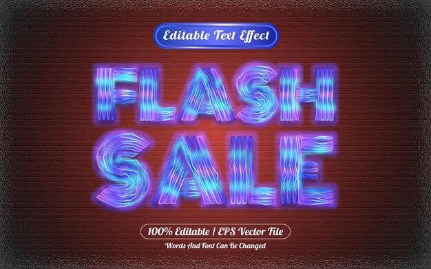 Vector flash sale editable text effect light themed