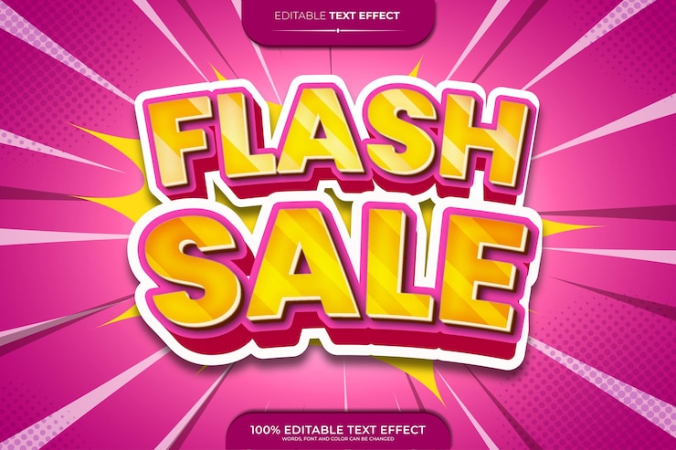 Vector flash sale editable text effect vector illustration