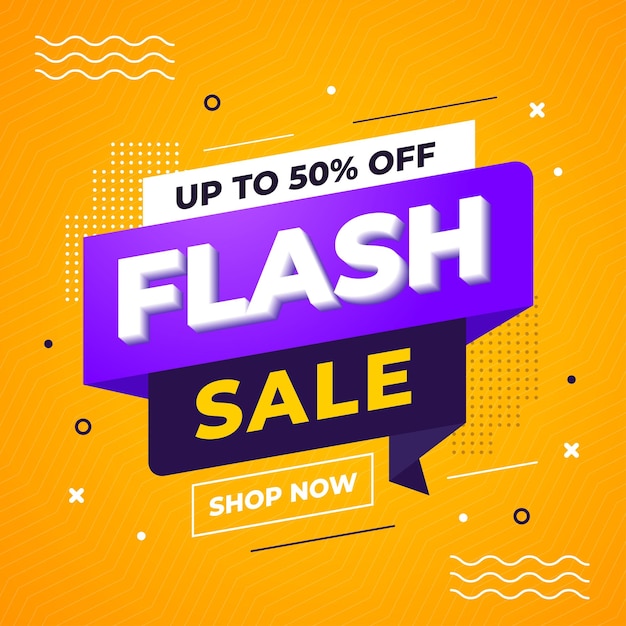 Flash sale flyer banner template for social media post or story