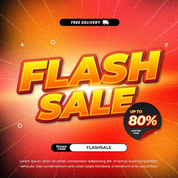Flash sale korting aanbiedingen met Red Orange donkere gradiënt korrelige achtergrond banner