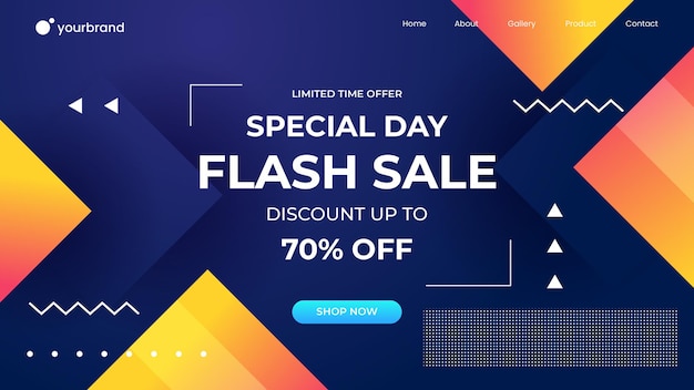 Дизайн шаблона целевой страницы flash sale Premium векторы