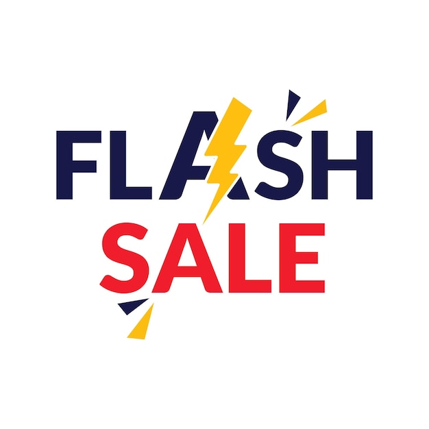 Vector flash sale logo vector banner design flash sale 50 off logo concept with thunderbolt