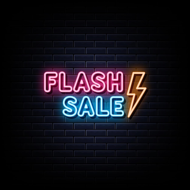 Flash sale neon sign design element light banner