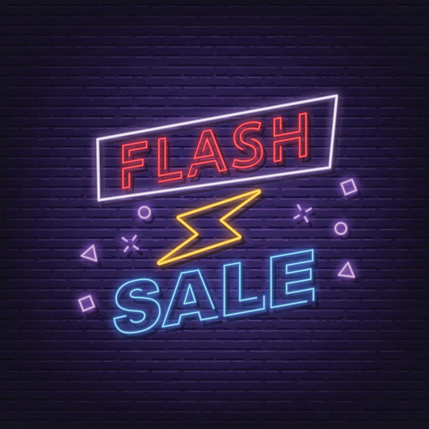 Vettore insegna al neon di vendita flash