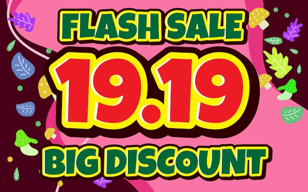 flash sale number banner text effect