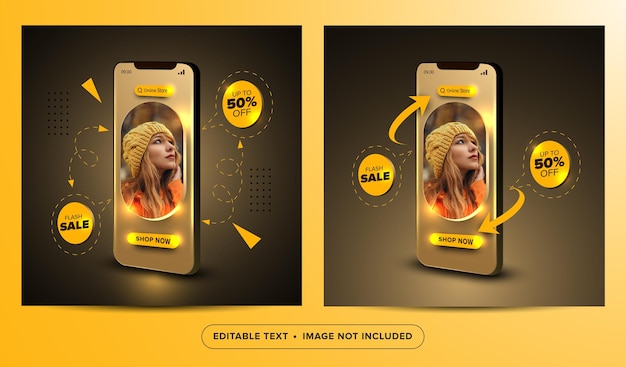 Flash sale online shopping social media post banner concept