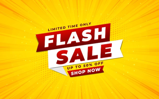 Vector flash sale poster sale banner ontwerp sjabloon met 3d bewerkbare tekst effect ook oranje en rode achtergrond