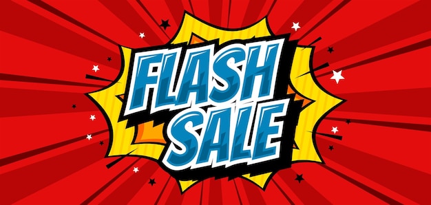 Flash sale promo-achtergrond in komische stijl