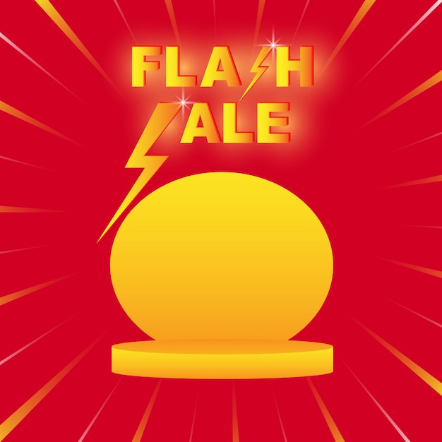 Шаблон промо-баннера Flash Sale с подиумом на красном фоне Специальное предложение кампании флэш-распродажи