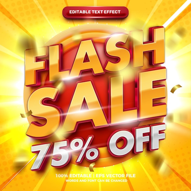 Flash Sale Promo bold 3d editable text effect