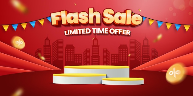 Flash sale promotion event horizontal banner template design