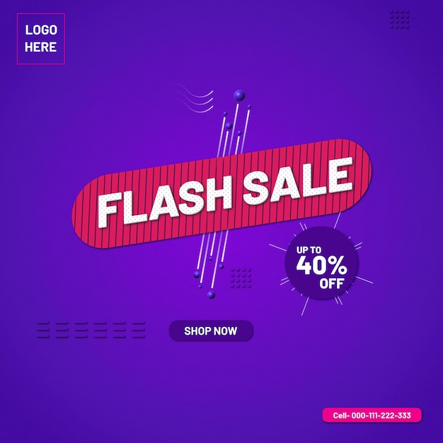 Vector flash sale promotion sale banner with 40 percent off