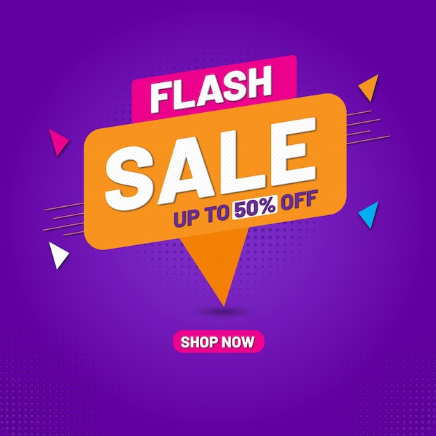 Flash sale promotion sale banner with 60 percent off