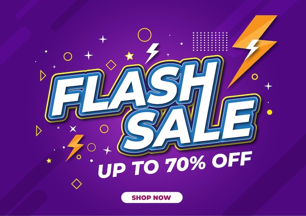flash sale promotionele banner met paarse achtergrond