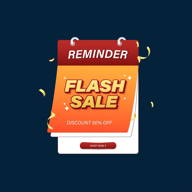 Flash sale reminder marketing or promotion banner design suitable for ads or social media post