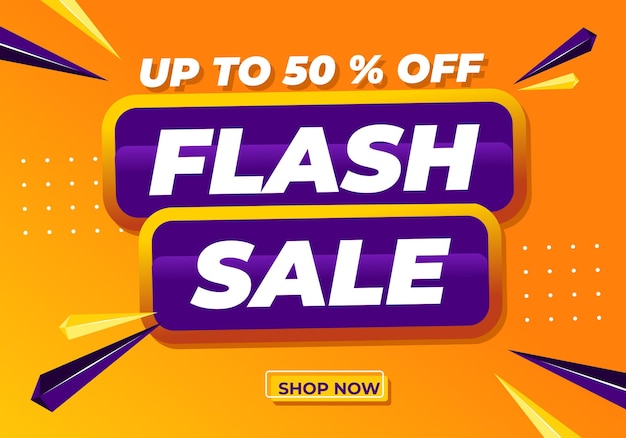 Flash Sale Shopping Poster or banner. Flash Sales banner template design for social media.