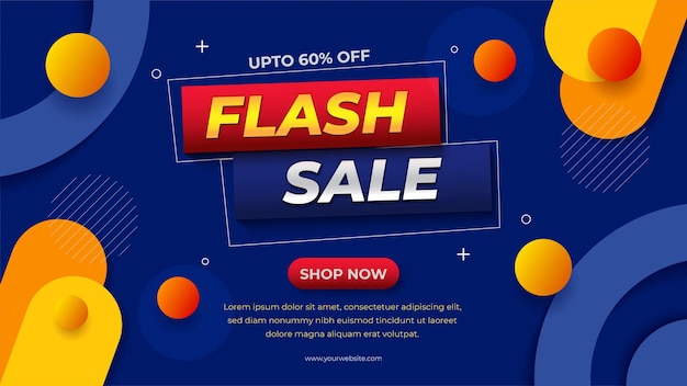 Flash Sale Shopping Poster or banner with shape on blue background