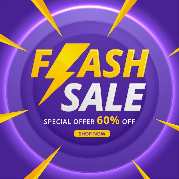 Flash sale shopping плакат или баннер со значком flash