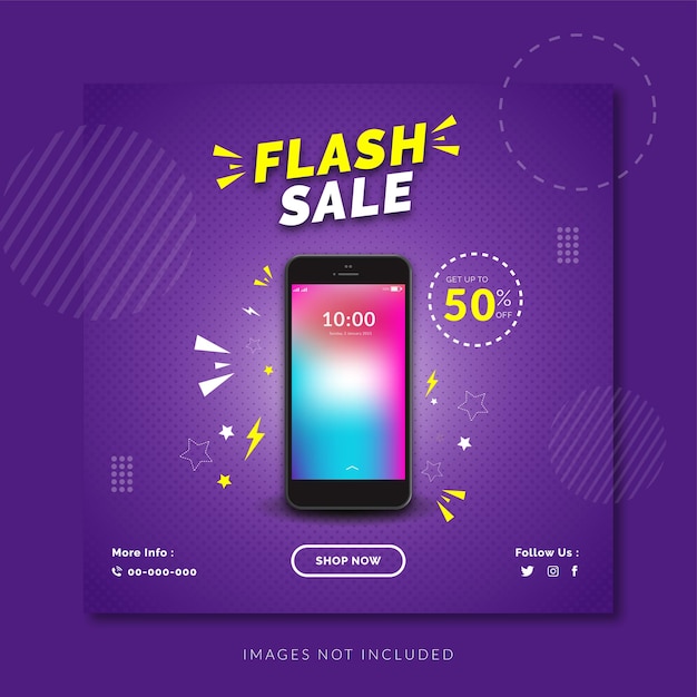 Vector flash sale smartphone social banner