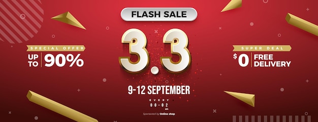 Flash sale and special offer promotion at 3  3 sale