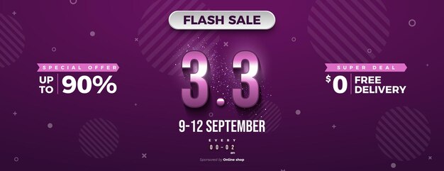 Flash sale and special offer promotion at 3  3 sale