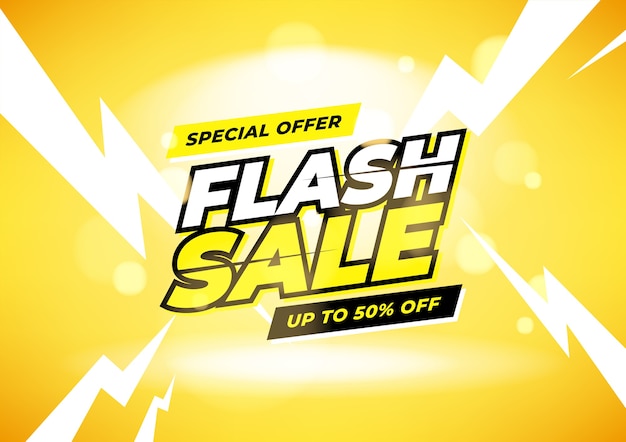 Offerta speciale di vendita flash fino al 50% di sconto sul banner.