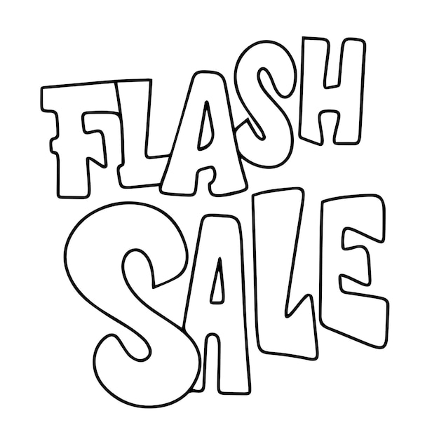Banner di testo flash di vendita su sfondo trasparente arte vettoriale disegnata a mano