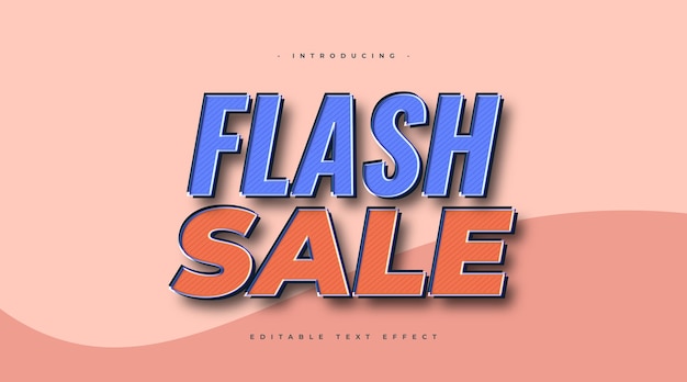 Flash Sale Text in Blue and Orange with Vintage Style. Editable Text Style Effect