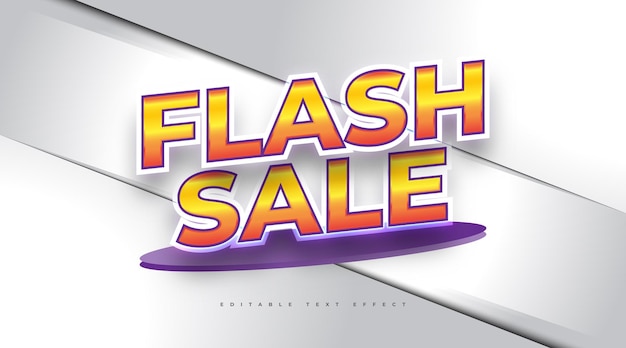 Flash Sale Text in Cartoon Style with Orange Gradient. Editable Text Style Effect