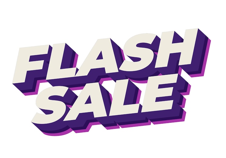 Vector flash sale text effect in 3d style for digital or pint promotion