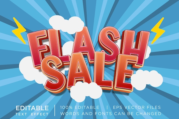 Vector flash sale text effect banner template