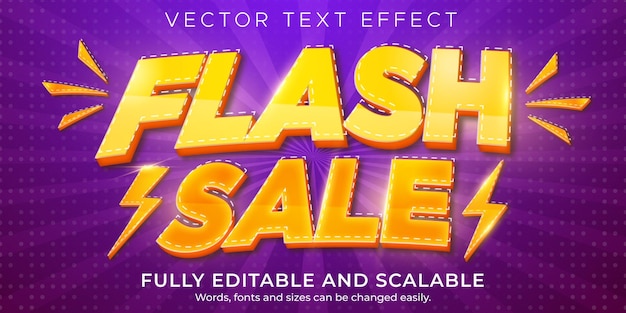 Vector flash sale text effect, editable discount and offer text style