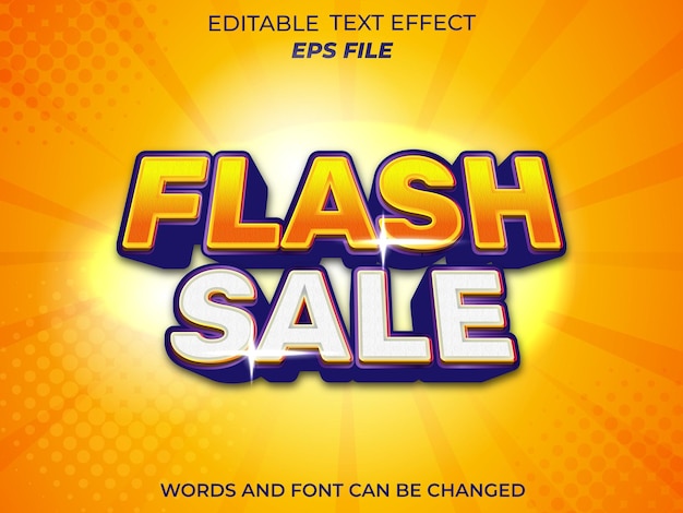 Flash sale text effect font editable typography 3d text vector template