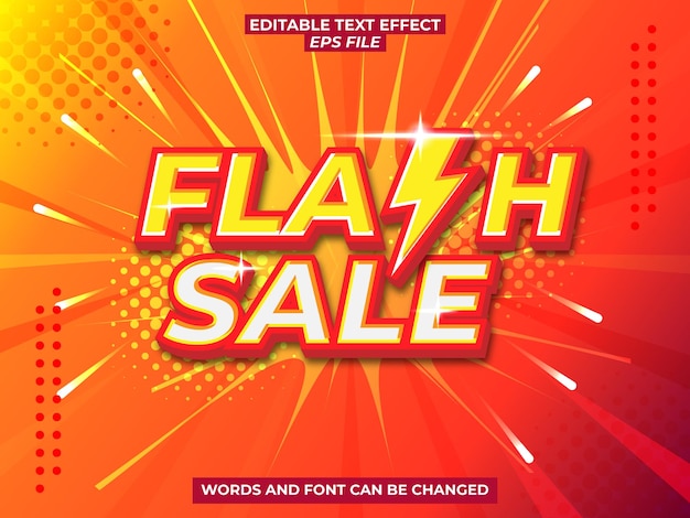 текстовый эффект флэш-распродажи, редактируемый шрифт, типографика, 3d текст. векторный шаблон