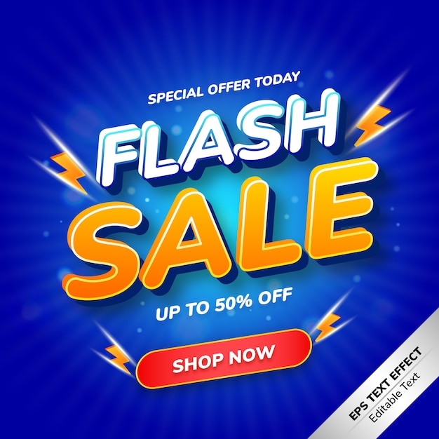 Offerta speciale di effetti di testo flash vendita oggi