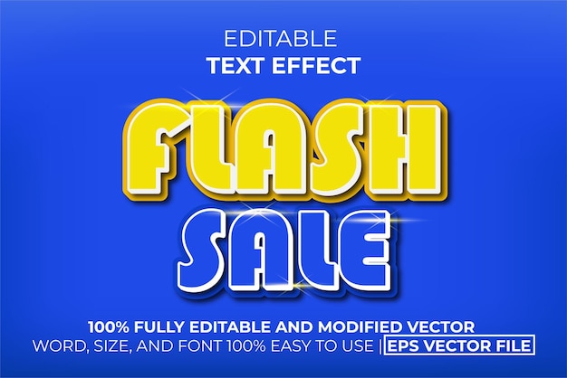 Текстовый эффект flash sale с желтым и синим цветами. легко редактировать