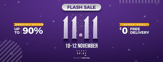 flash sale with discount and free delivery at 11 11 sale background