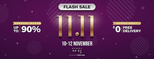 Flash sale with special offer and big discount at 11 sale