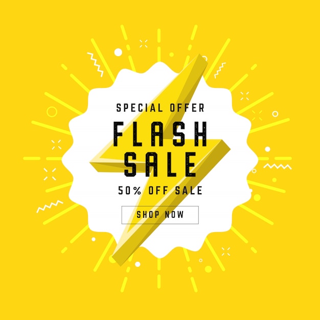 Flash sale with thunder banner template design