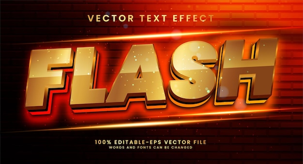 Flash shine vector 3D text effect Editable text style suitable for glowing theme